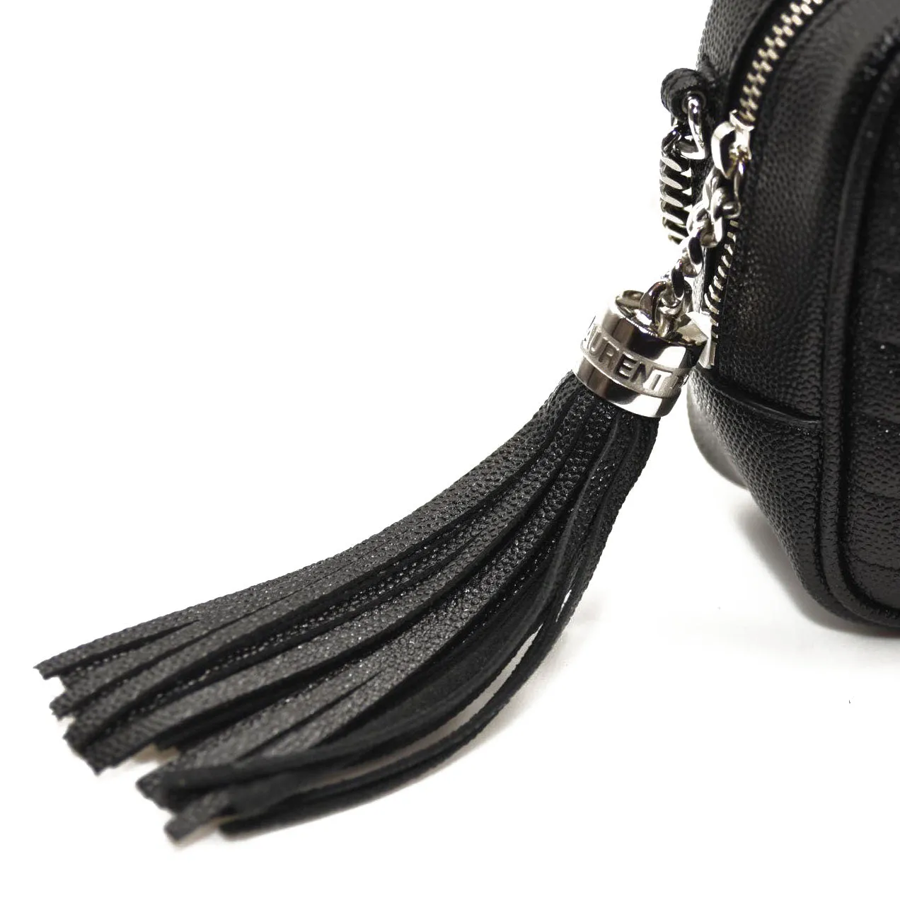 SAINT LAURENT Grain De Poudre Matelasse Monogram Mini Lou Camera Bag Black