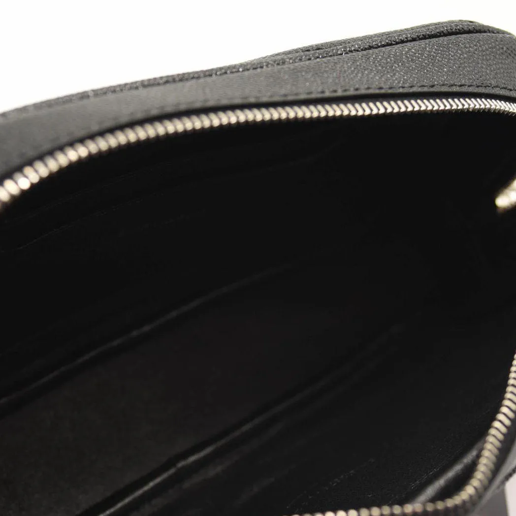 SAINT LAURENT Grain De Poudre Matelasse Monogram Mini Lou Camera Bag Black