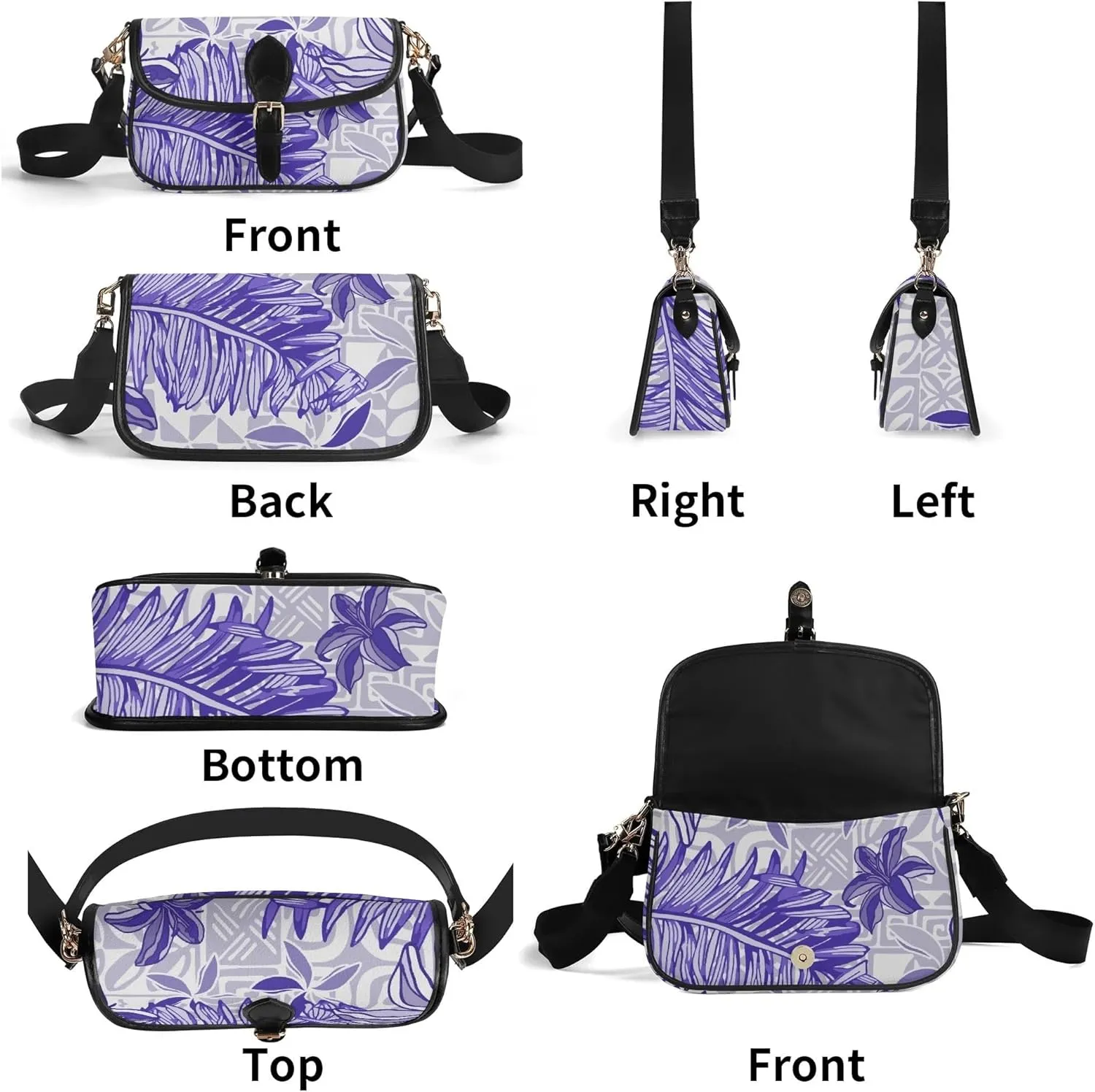 Samoa Hawaiian Tribal Design Floral Print Custom Crossbody Bag Polynesian Custom Women'S Crossbody Small Square Bag