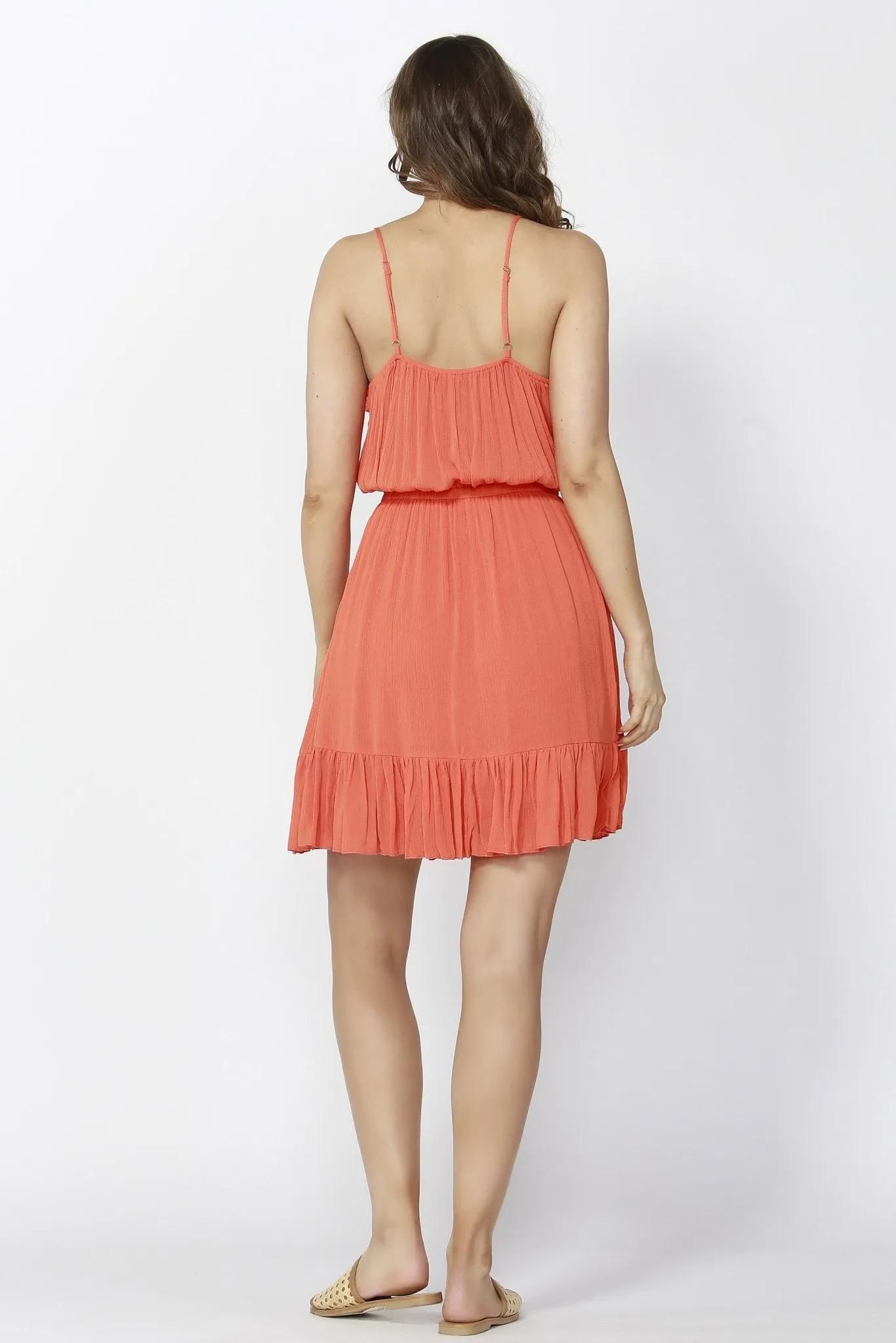 Sass Tongue Tied Tasseled Dress in Persimmon