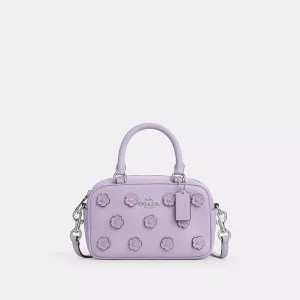 Satchel Crossbody Bag With Floral Applique