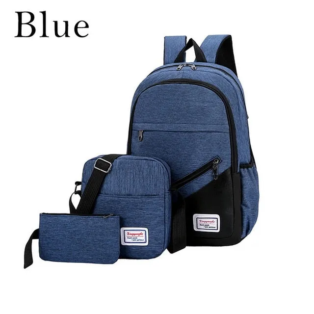 Satchel Low-priced Schoolbag Teenagers MoneRffi School Backpack Pcs/set Canvas 3 Boys Today only Book USB For Charging Student Backpacks Bag Women Man