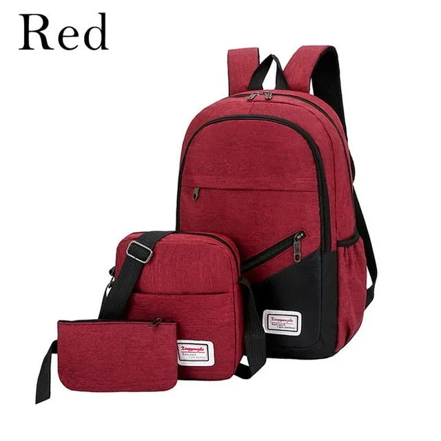 Satchel Low-priced Schoolbag Teenagers MoneRffi School Backpack Pcs/set Canvas 3 Boys Today only Book USB For Charging Student Backpacks Bag Women Man