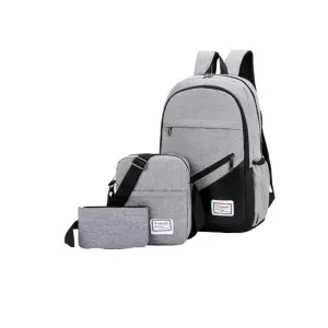 Satchel Low-priced Schoolbag Teenagers MoneRffi School Backpack Pcs/set Canvas 3 Boys Today only Book USB For Charging Student Backpacks Bag Women Man