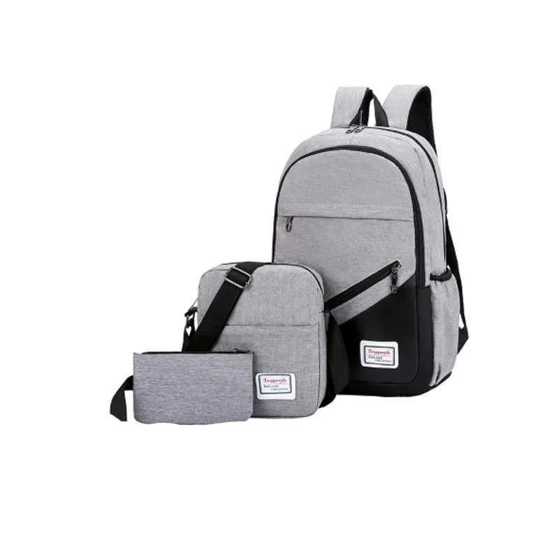 Satchel Low-priced Schoolbag Teenagers MoneRffi School Backpack Pcs/set Canvas 3 Boys Today only Book USB For Charging Student Backpacks Bag Women Man
