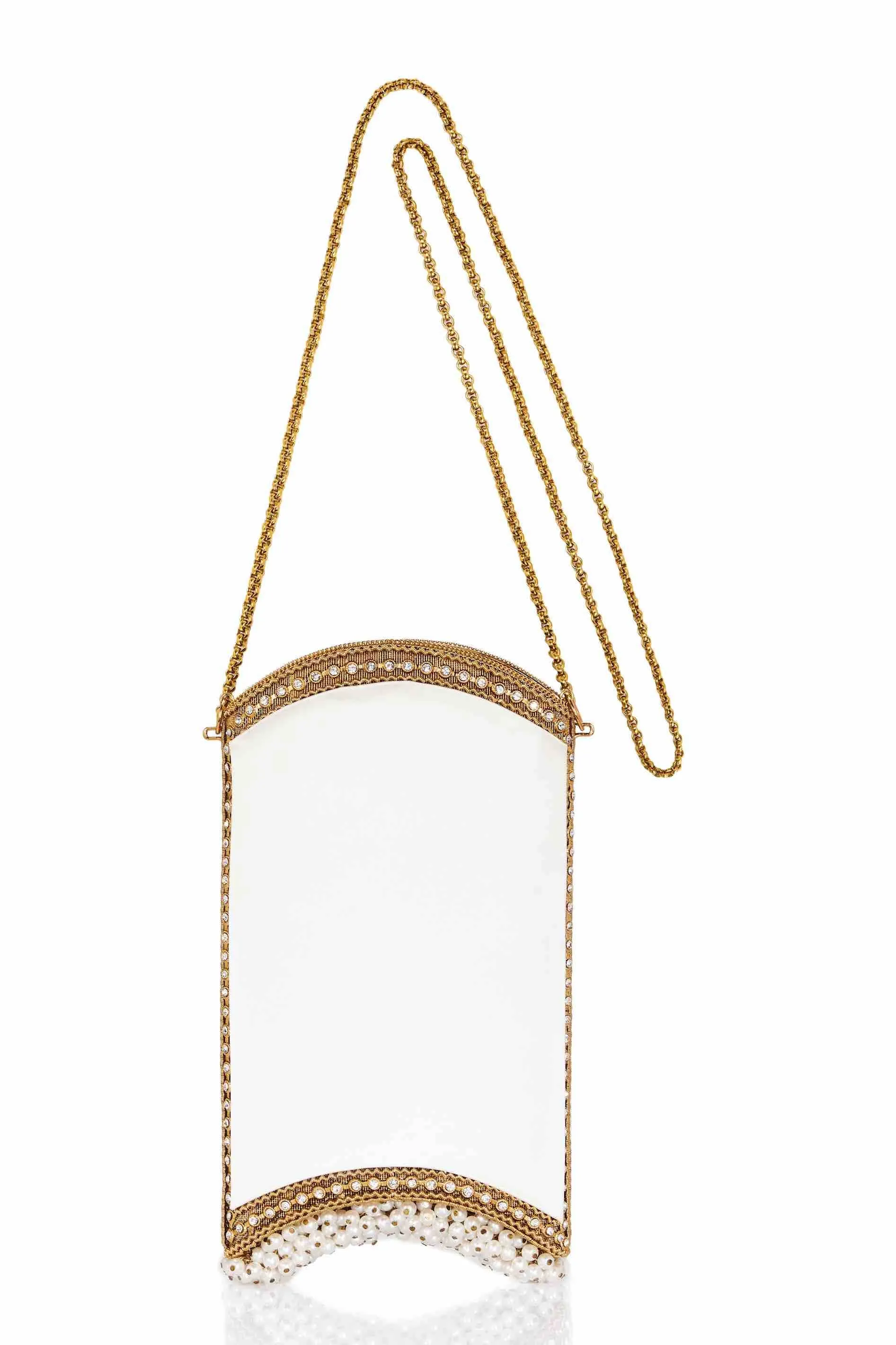 Satin Pearl Phone Bag | Bridal | Classic | Gold & Off-White