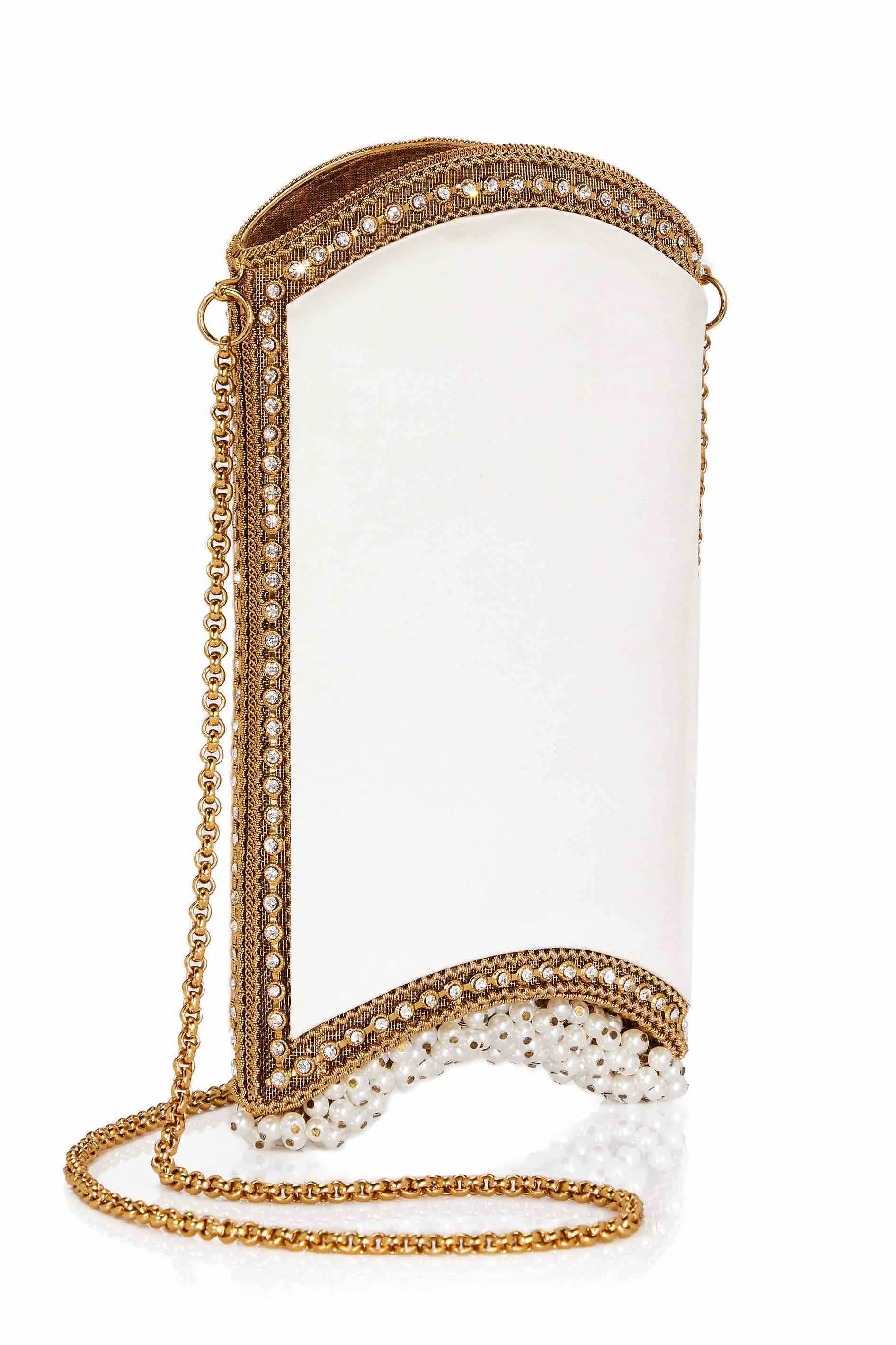 Satin Pearl Phone Bag | Bridal | Classic | Gold & Off-White