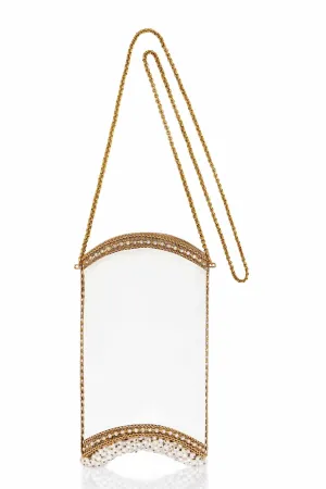 Satin Pearl Phone Bag | Bridal | Classic | Gold & Off-White