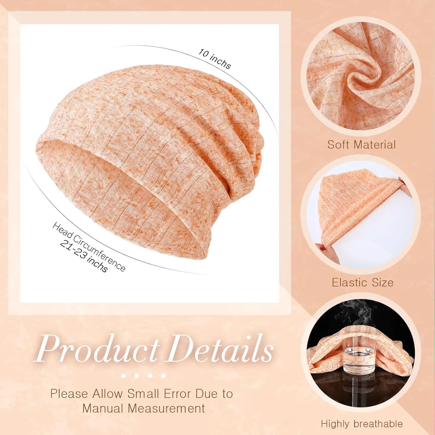 SATINIOR 5 Pieces Women's Slouchy Beanie Chemo Hat Stretch Cancer Head Wraps Sleep Head Scarf for Cancer Patient