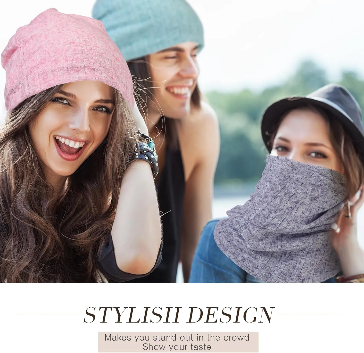 SATINIOR 5 Pieces Women's Slouchy Beanie Chemo Hat Stretch Cancer Head Wraps Sleep Head Scarf for Cancer Patient