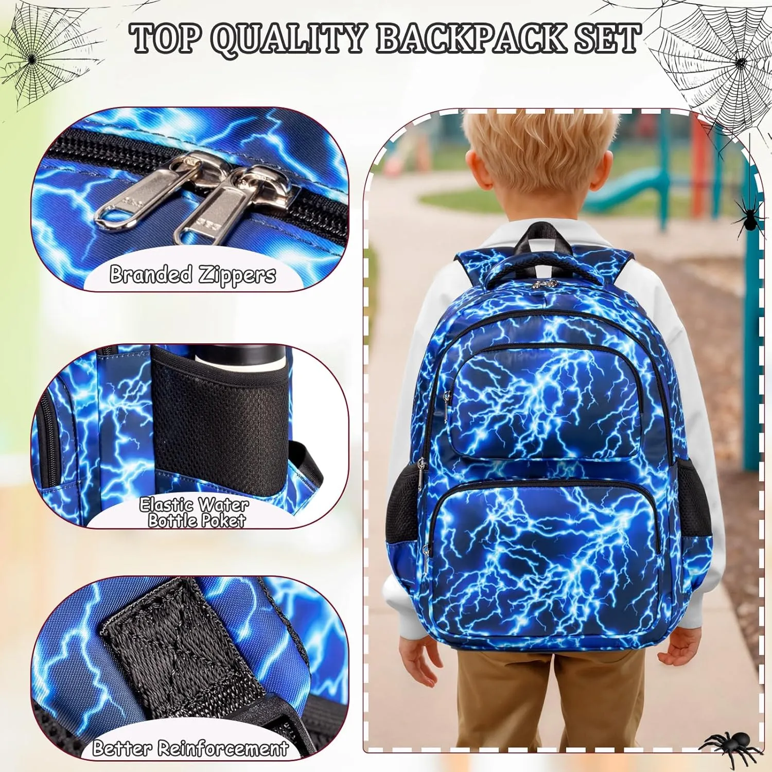 School Backpack for Boys Girls, Teens Bookbag with Lunch Box Set Kids Backpack Elementary Middle Teens School Bag