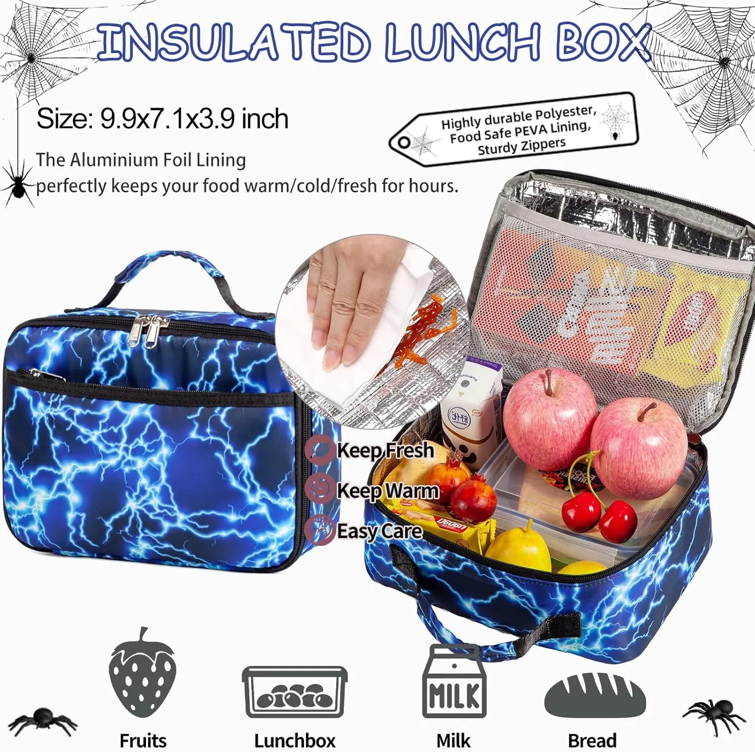 School Backpack for Boys Girls, Teens Bookbag with Lunch Box Set Kids Backpack Elementary Middle Teens School Bag