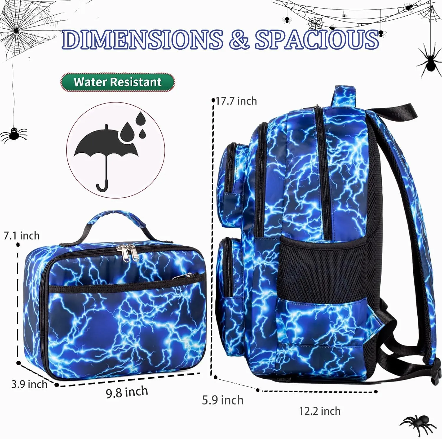 School Backpack for Boys Girls, Teens Bookbag with Lunch Box Set Kids Backpack Elementary Middle Teens School Bag