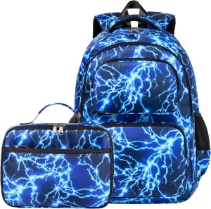 School Backpack for Boys Girls, Teens Bookbag with Lunch Box Set Kids Backpack Elementary Middle Teens School Bag