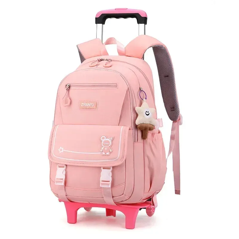 School bag Rolling School Bags for Girls Backpack Children Waterproof  Backpacks with Wheels Trolley Luggage Back Pack
