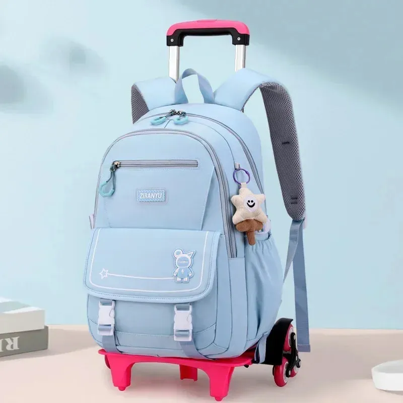 School bag Rolling School Bags for Girls Backpack Children Waterproof  Backpacks with Wheels Trolley Luggage Back Pack
