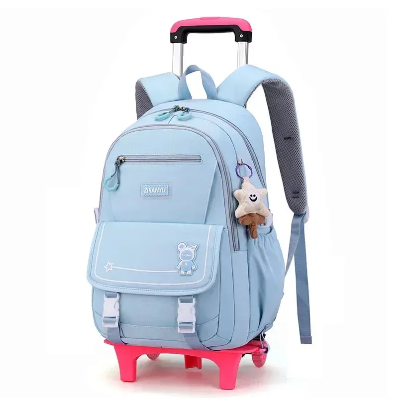 School bag Rolling School Bags for Girls Backpack Children Waterproof  Backpacks with Wheels Trolley Luggage Back Pack