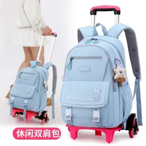 School bag Rolling School Bags for Girls Backpack Children Waterproof  Backpacks with Wheels Trolley Luggage Back Pack