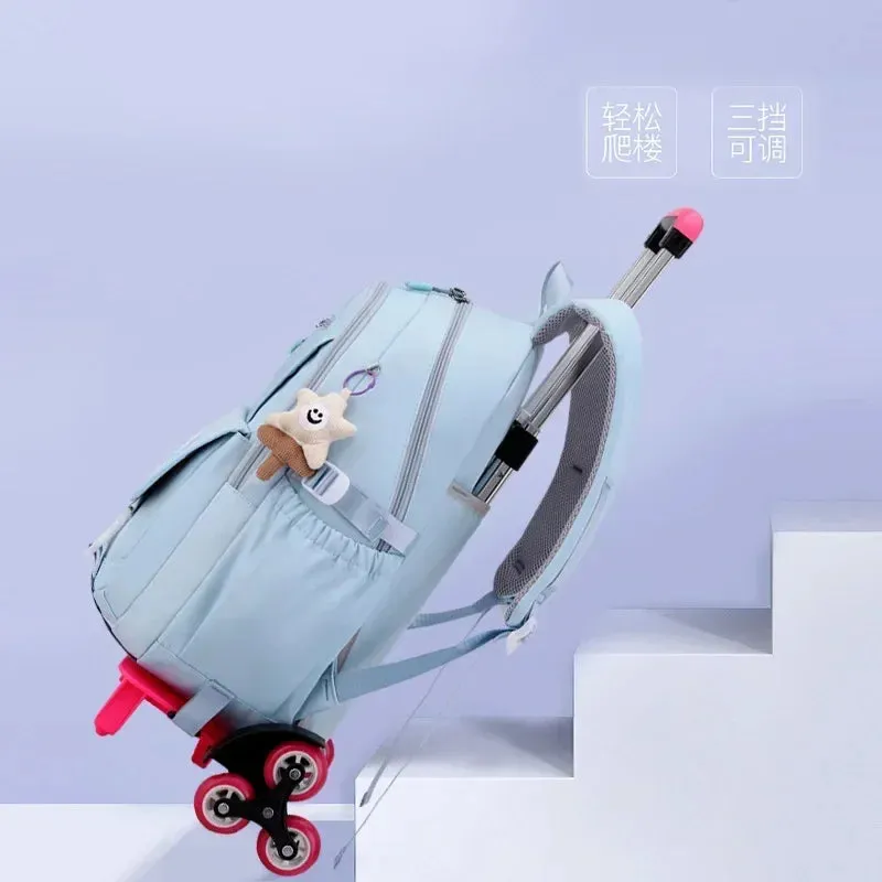 School bag Rolling School Bags for Girls Backpack Children Waterproof  Backpacks with Wheels Trolley Luggage Back Pack