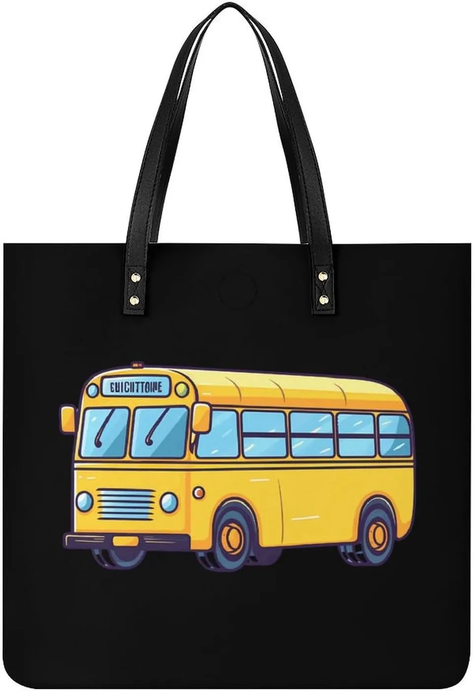 School Bus Womens PU Leather Tote Bag Large Capacity Shoulder Purse Versatile Handbags