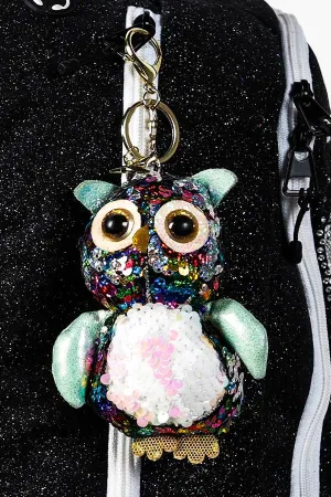 Sequin Owl Keychain in Rainbow
