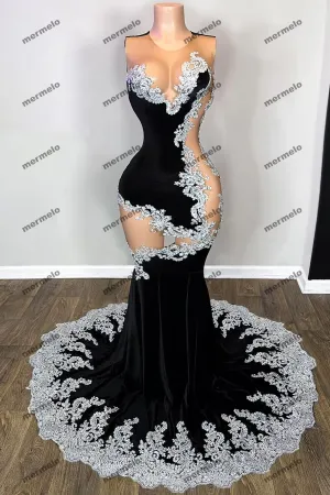 Sexy See Thru Lace Prom Dresses Trumpet
