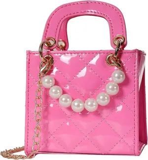 Shiny Patent Kids Little Girls Crossbody Purse Toddler Gifts Mini Top Handle Handbag Satchel Shoulder Pearl Bag Kids Presents