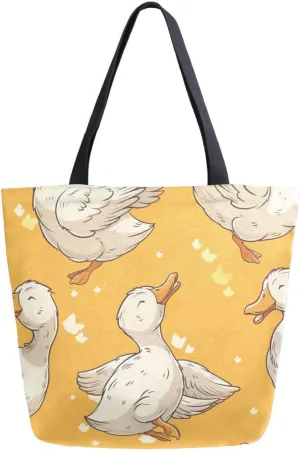 Shoulder Bag for Women Canvas Tote Bag Energetic Ducks Handbags for Mom Sister Teacher Friend