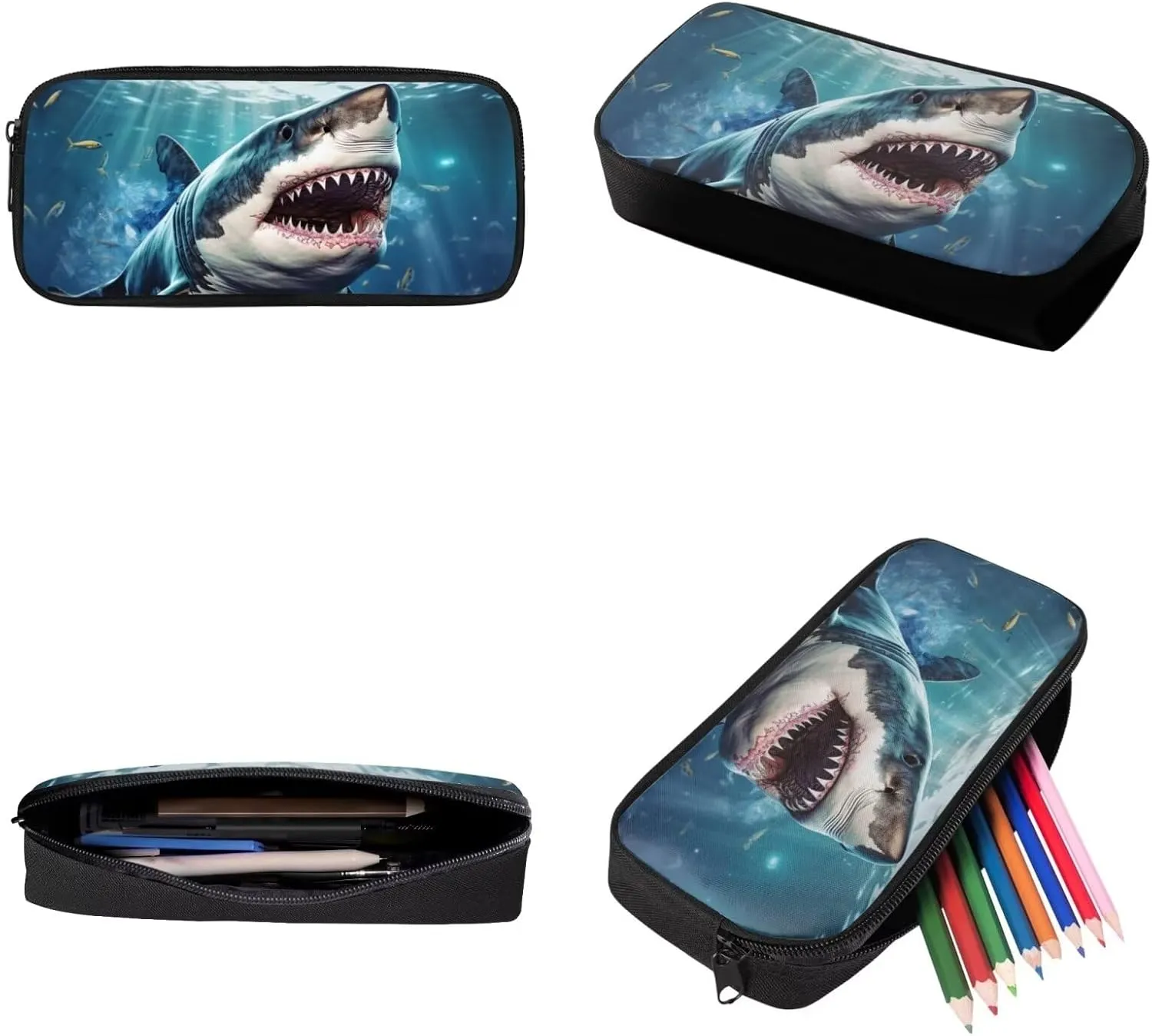 Showudesigns Shark Backpack for Boys Girls School Bag Teens Rucksack Set Lunch Bag Pencil Case Elementary Bookbag Blue Ocean Theme School Backpacks Bookbag