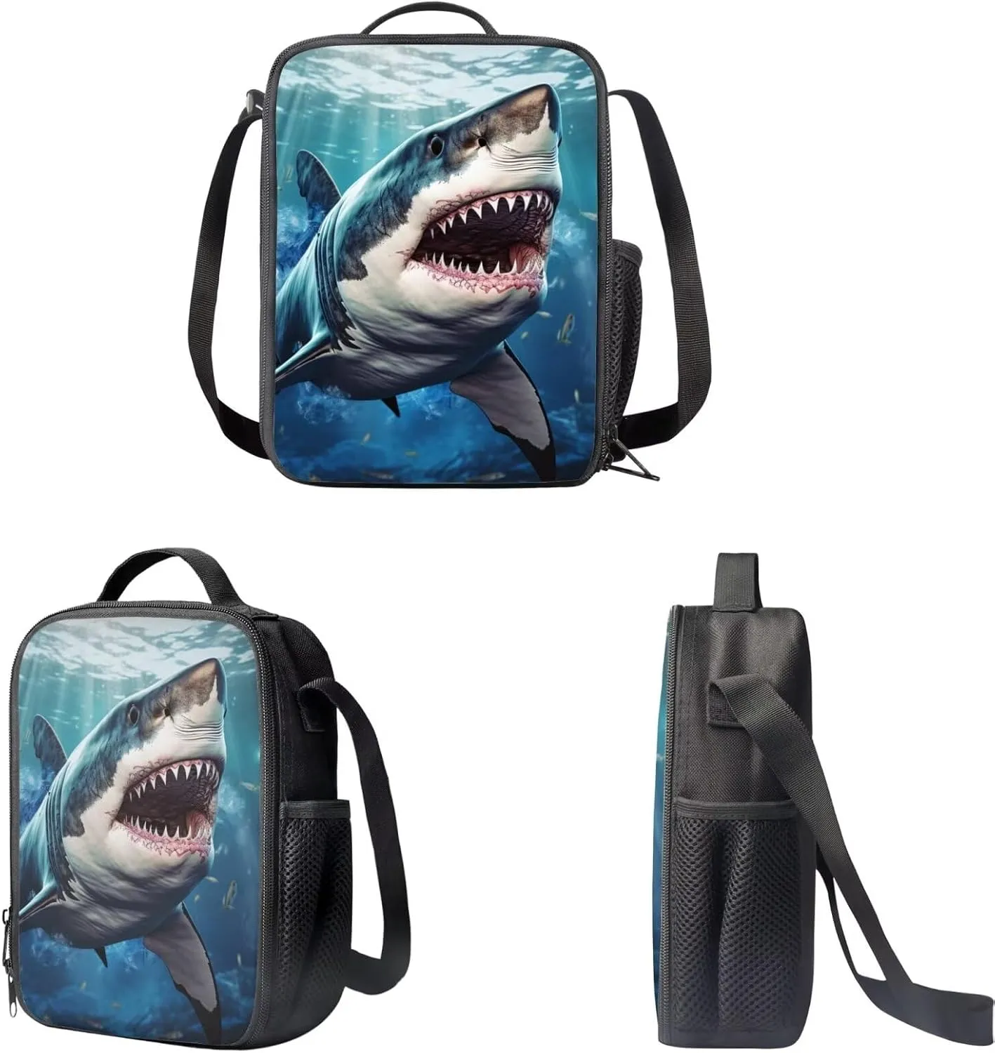 Showudesigns Shark Backpack for Boys Girls School Bag Teens Rucksack Set Lunch Bag Pencil Case Elementary Bookbag Blue Ocean Theme School Backpacks Bookbag
