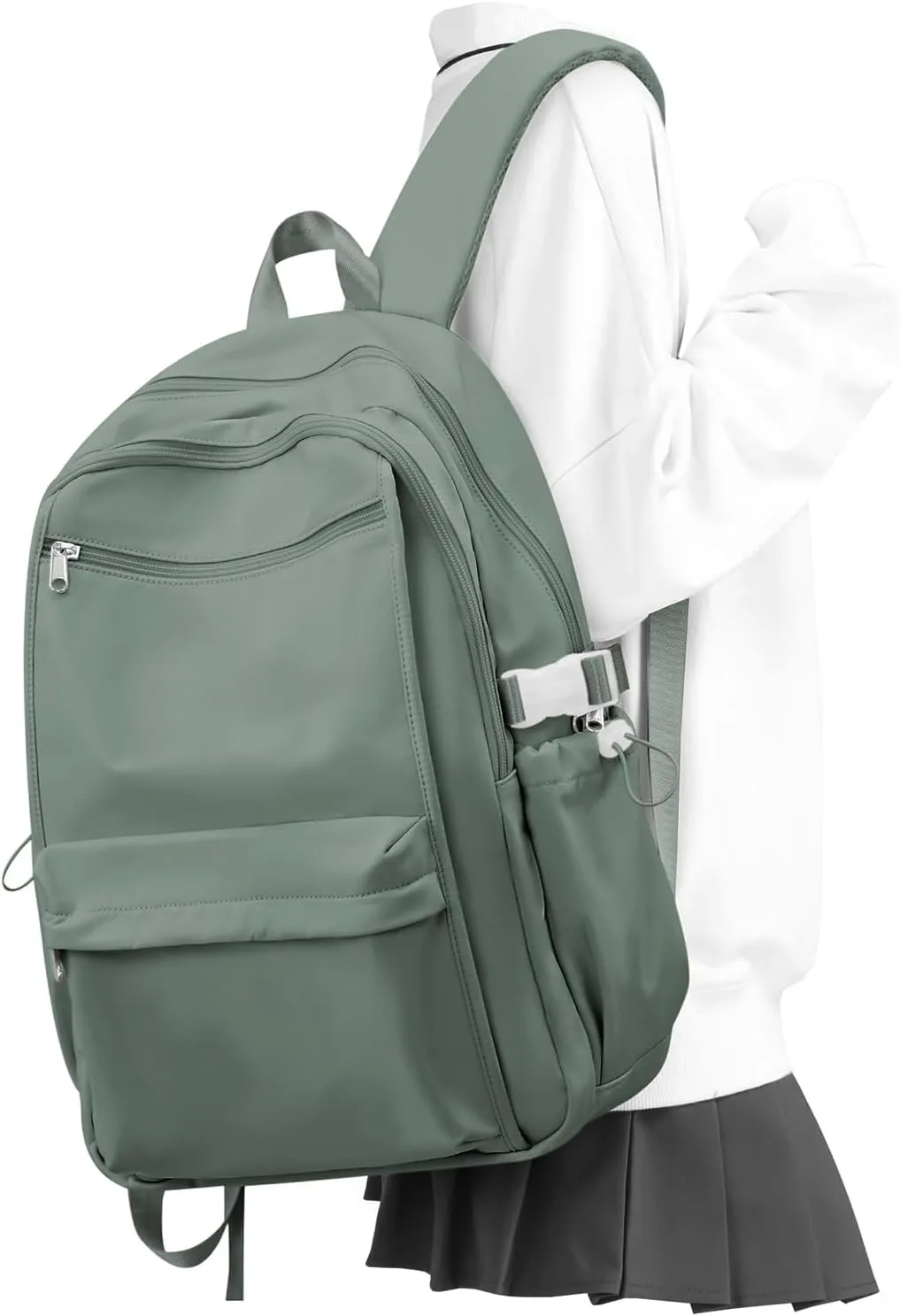 Simple School Backpack For Women,Lightweight College Backpack,High School Bag For Teens Boys Girls,Casual daypack Small Travel Backpacks Men Bookbag(Green)