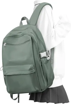 Simple School Backpack For Women,Lightweight College Backpack,High School Bag For Teens Boys Girls,Casual daypack Small Travel Backpacks Men Bookbag(Green)