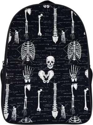 Skull Dark Skeleton Anatomy 16 Inch Backpack Durable Laptop Backpack Casual Shoulder Bag Travel Daypack