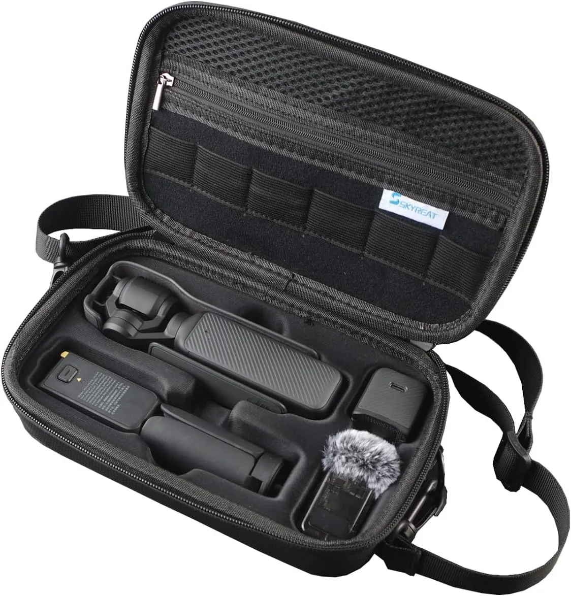 Skyreat Osmo Pocket 3 Case, Portable PU Storage Protective Bag for DJI Osmo Pocket 3 Creator Combo Accessories (Black)