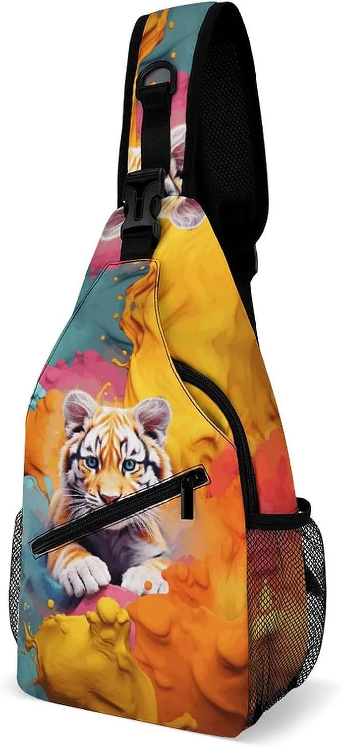 Sling Backpack Fashion Chest Bag Creative Color Animation Printing Crossbody Backpacks for Men Women