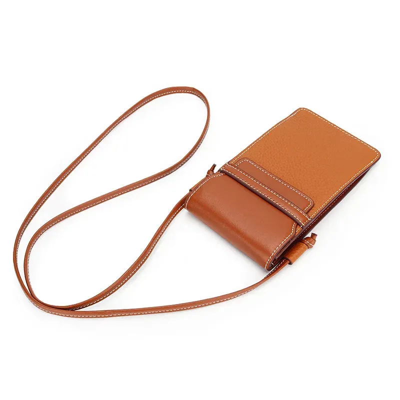 Sling Purse Genuine Leather Contrast Color Small Crossbody phone Bag