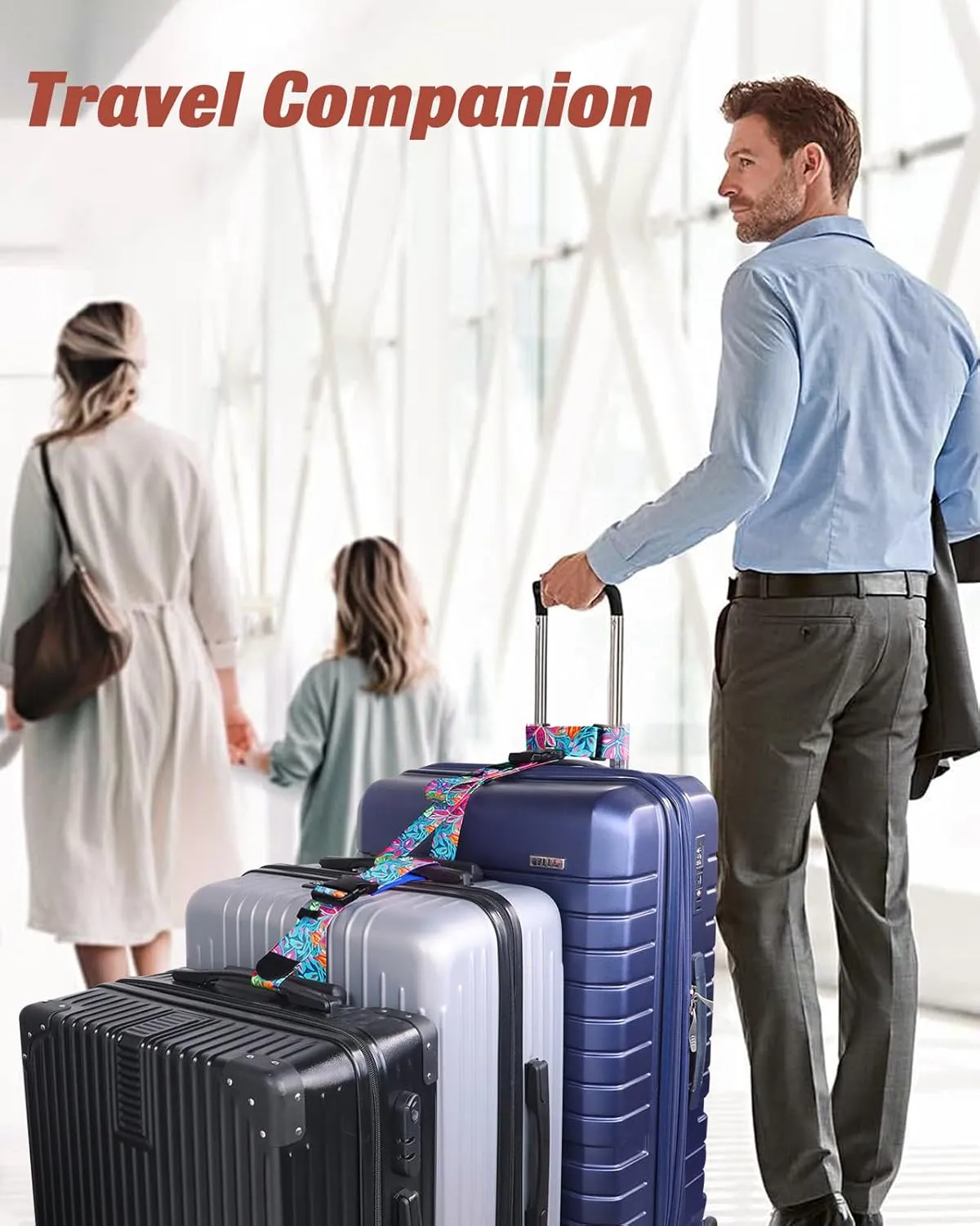 Slohif Luggage Straps to Connect Two Suitcases - Adjustable Add A Bag Suitcase Connector Strap Belt Accessories to Hold Suitcases Together for Travel Leaf
