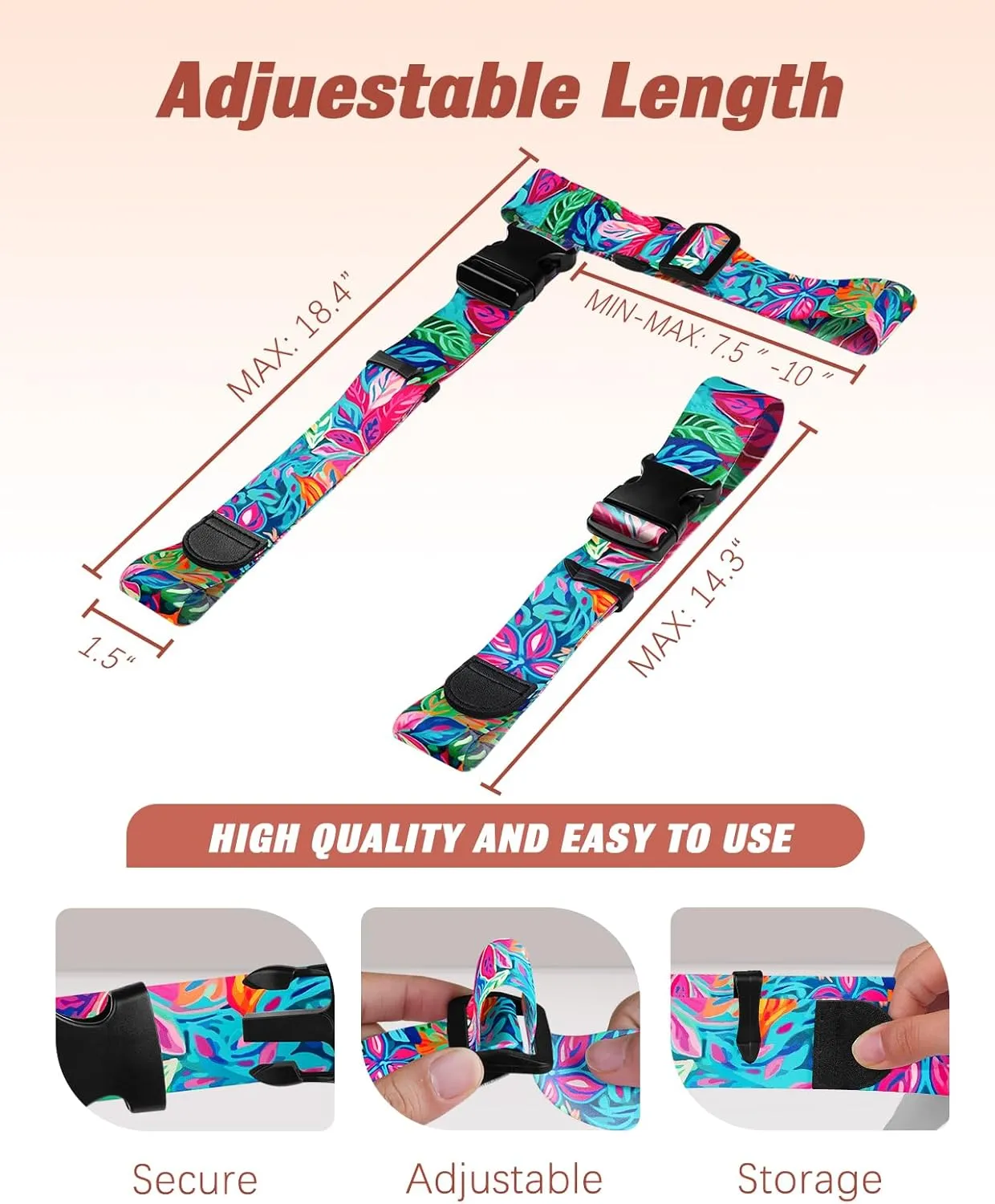 Slohif Luggage Straps to Connect Two Suitcases - Adjustable Add A Bag Suitcase Connector Strap Belt Accessories to Hold Suitcases Together for Travel Leaf
