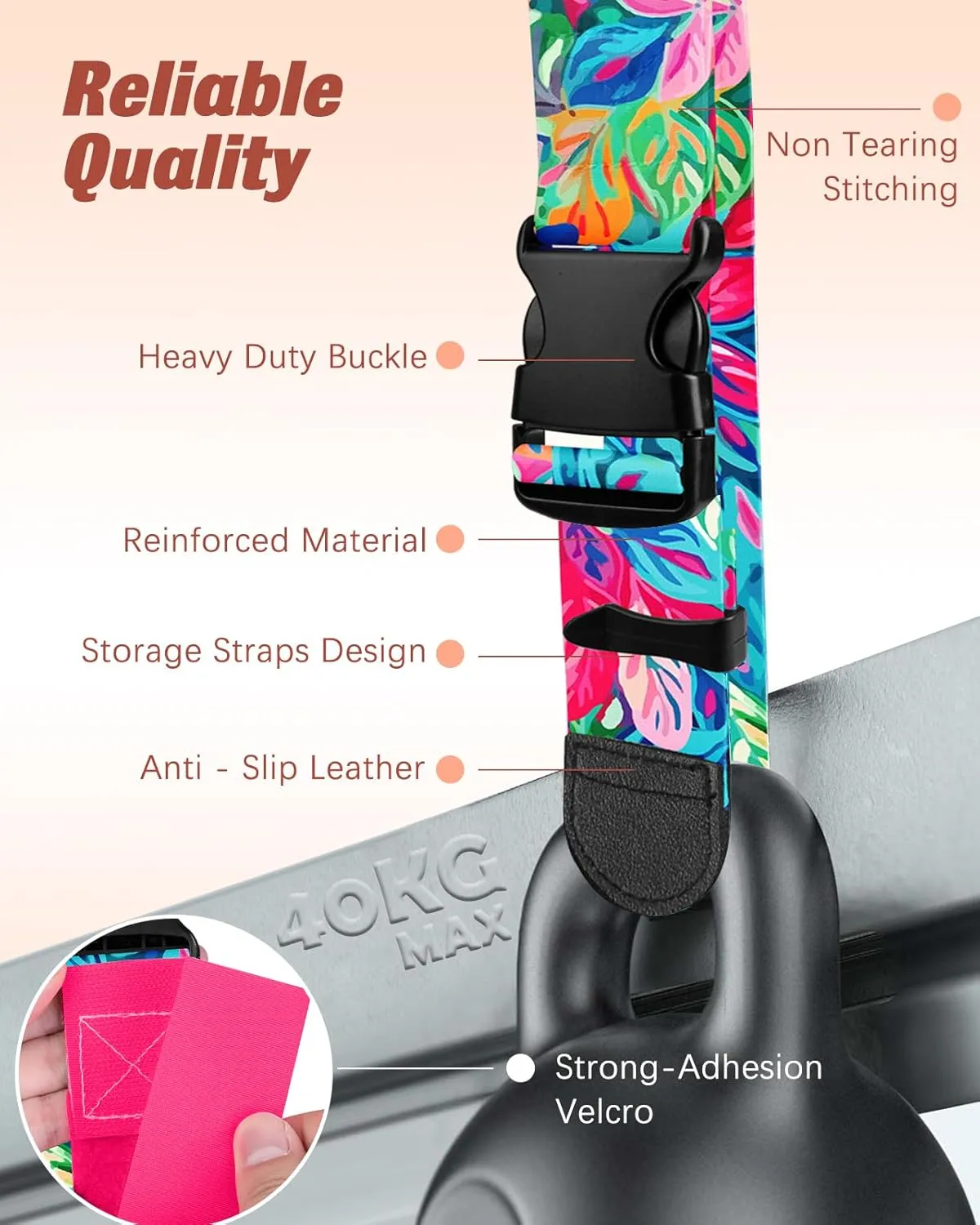 Slohif Luggage Straps to Connect Two Suitcases - Adjustable Add A Bag Suitcase Connector Strap Belt Accessories to Hold Suitcases Together for Travel Leaf