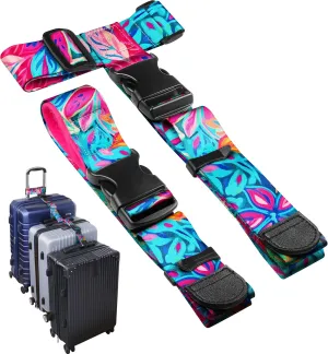 Slohif Luggage Straps to Connect Two Suitcases - Adjustable Add A Bag Suitcase Connector Strap Belt Accessories to Hold Suitcases Together for Travel Leaf