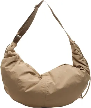Slouchy Crescent Crossbody Shoulder Bag for Women Large Dumpling Tote Purse Canvas Handbags with Drawstring