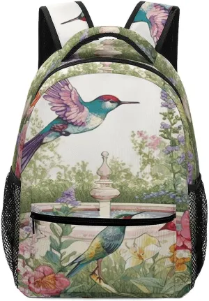 Small Backpacks Personalized Garden with Birds And Flowers Printing Travel Bag Lightweight Travel Backpack For Women Men