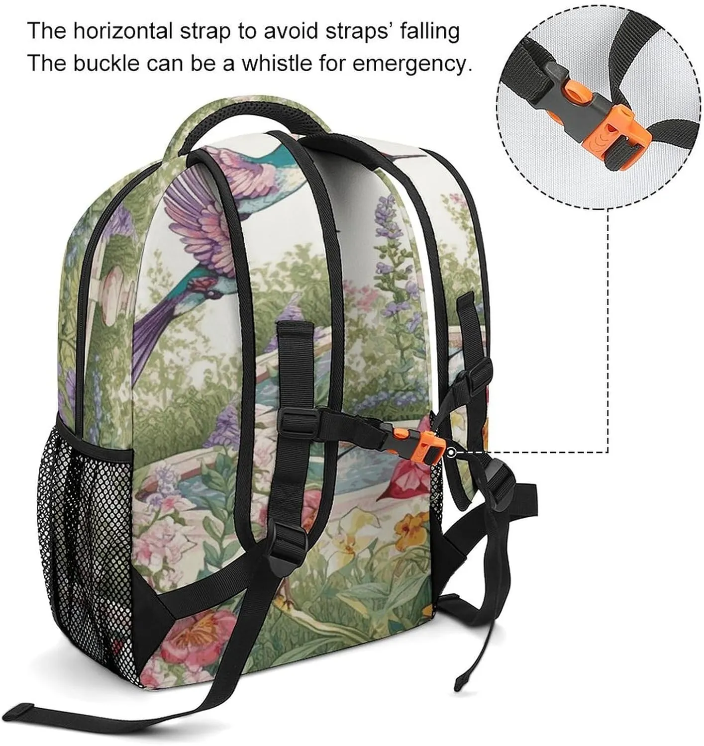 Small Backpacks Personalized Garden with Birds And Flowers Printing Travel Bag Lightweight Travel Backpack For Women Men