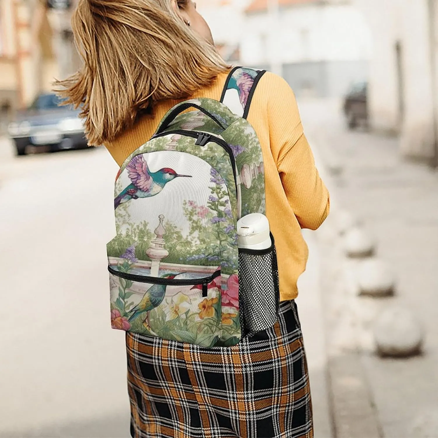 Small Backpacks Personalized Garden with Birds And Flowers Printing Travel Bag Lightweight Travel Backpack For Women Men