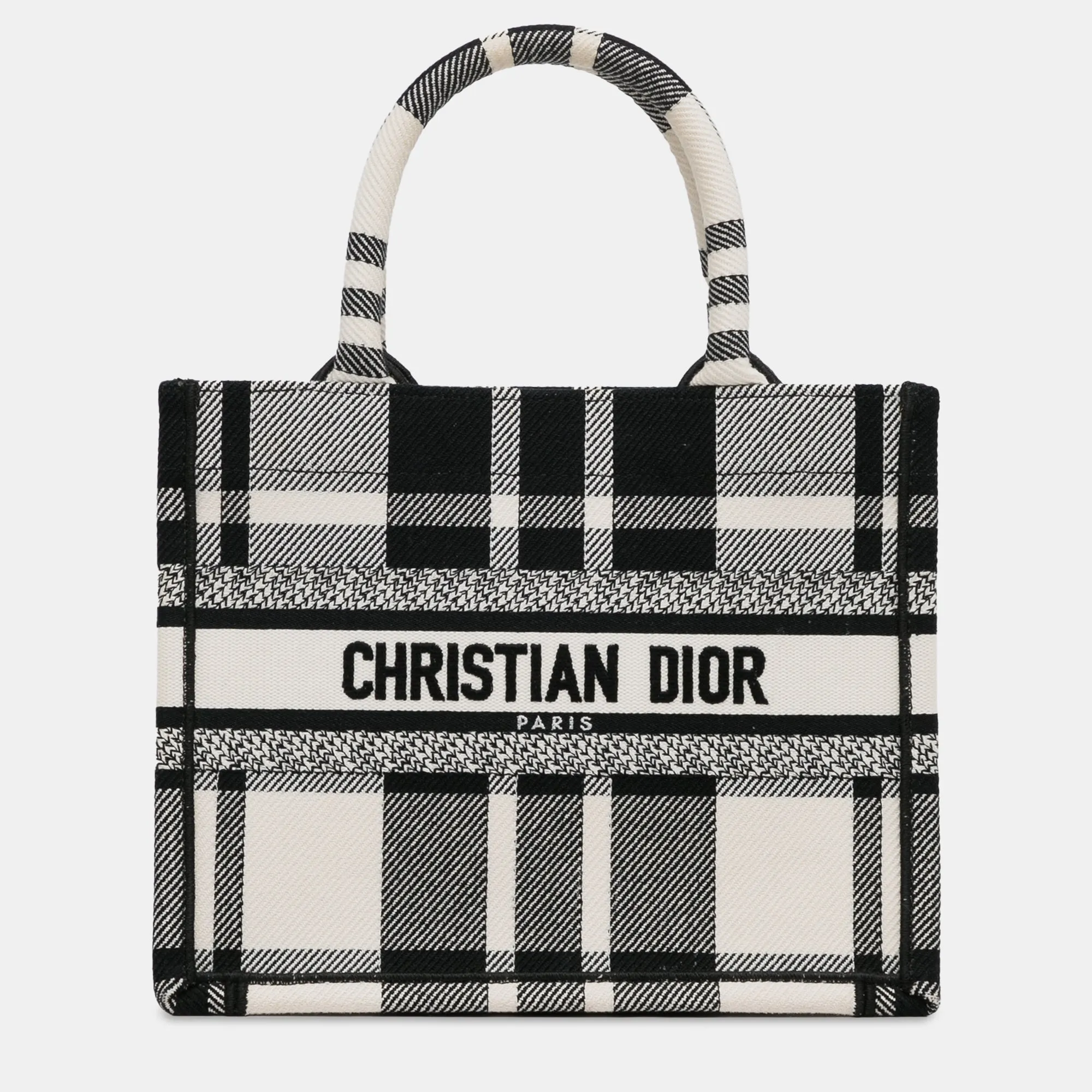 Small Check N Canvas Book Tote