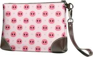 Small Clutch Purses for Women - Pig Noses Leather Wristlet Wallets for Women with Wrist Strap