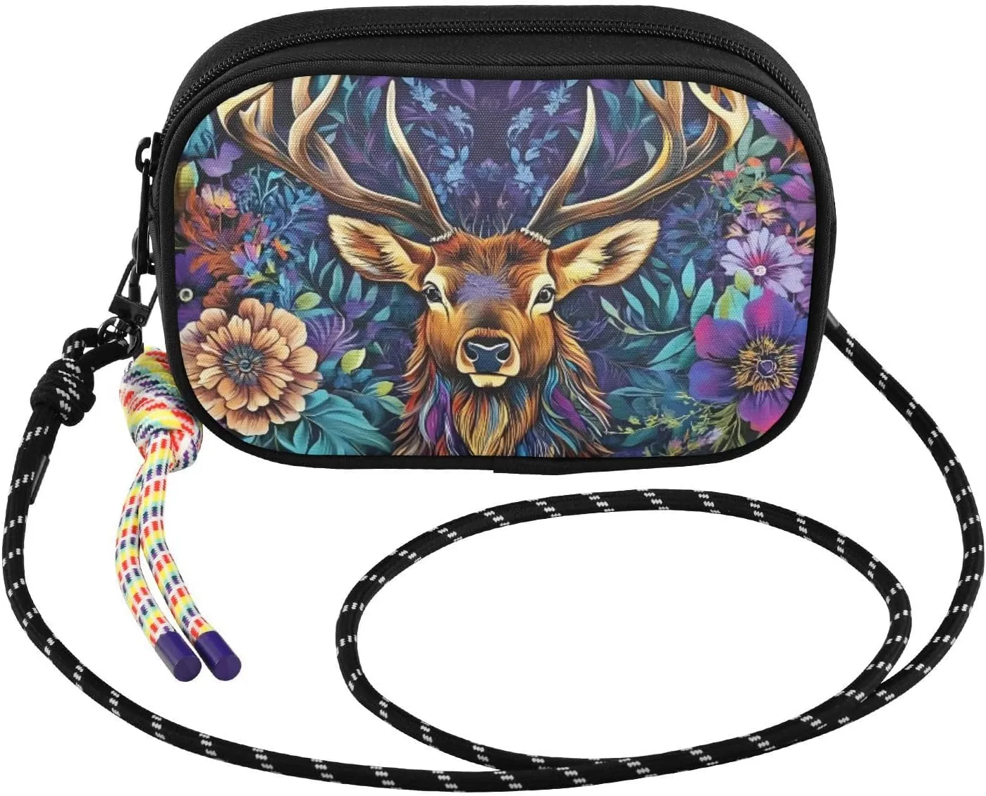 Small Crossbody Bags Elk Closeup Floral for Women Cell Phone Purses Shoulder Bag Handbag with Adjustable Strap