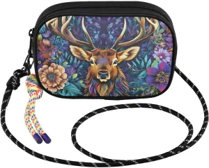 Small Crossbody Bags Elk Closeup Floral for Women Cell Phone Purses Shoulder Bag Handbag with Adjustable Strap