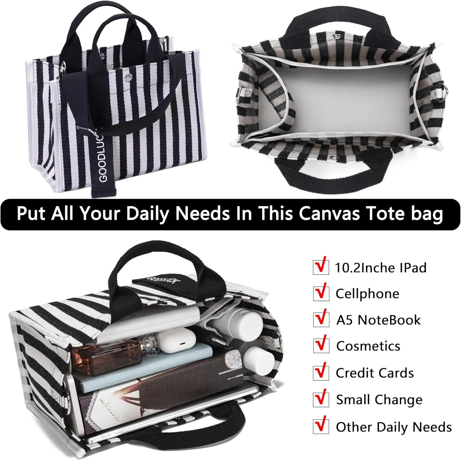 Small Cute Canvas Tote Bag for Women,Crossbody Purse Everyday Satchel Shoulder Work Bags Handbags for Gift Beach Book