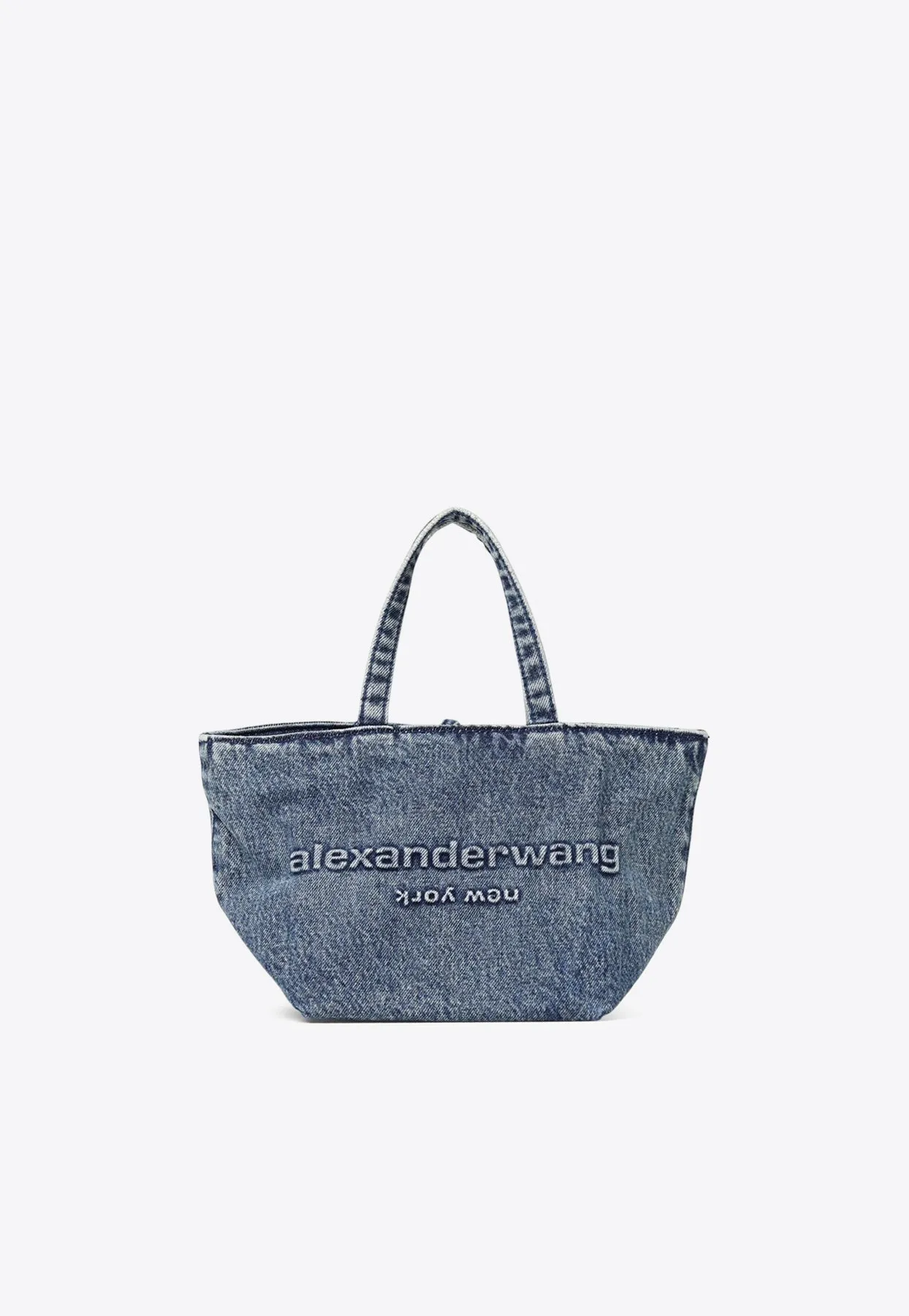 Small Logo-Embossed Denim Tote Bag